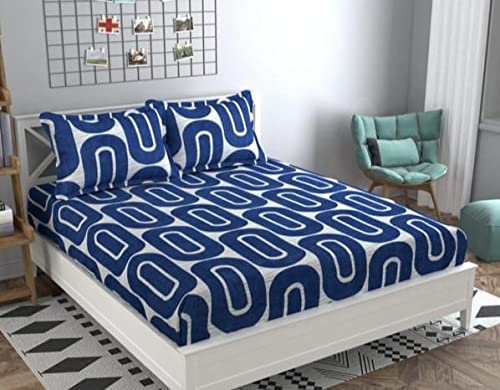 bhavika Glace Cotton Bedsheet for Bedroom King Size Doublee Bed Bedsheets with 2 Pillow Covers for Living Room 90x100 inch (m9)