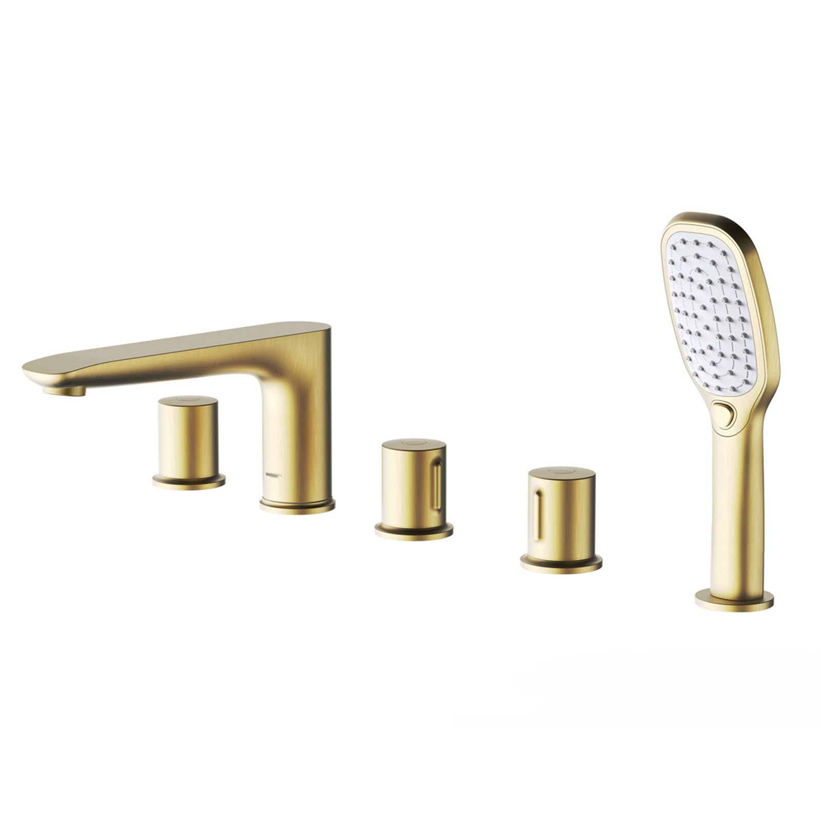 NZPOST Bathroom Tub Tap Black Deck Mounted Bath Shower Mixer Tap with Pull Out Hand Held Shower Head and H
