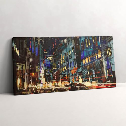 Tableau photo sur toile 120x60cm de la ville la nuit élégance moderne pour salon
