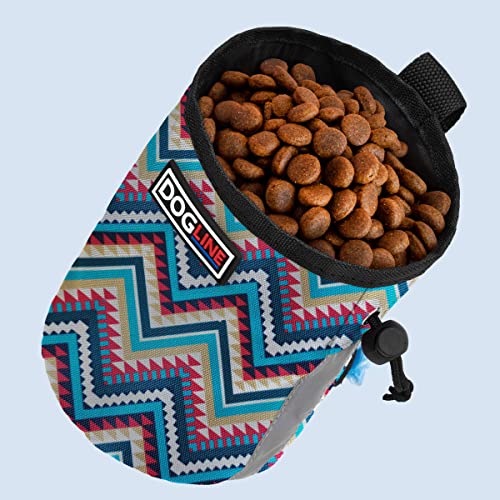 Image of Dogline Dog Treat Pouch: Puppy Training Bag, Pet Kibbles and Snacks Holder, Litter Waste Bags Dispenser with Adjustable Drawstring Closure, Large Capacity with Mesh Pocket, Strong Nylon Material