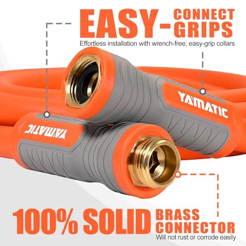 YAMATIC-Garden-Hose-58-in-x-100-ft-Ergonomic-Swivel-Fittings-Burst-600-PSI-Heavy-Duty-Flexible-and-Lightweight-Water-Hose-with-2-Set-Quick-Connect