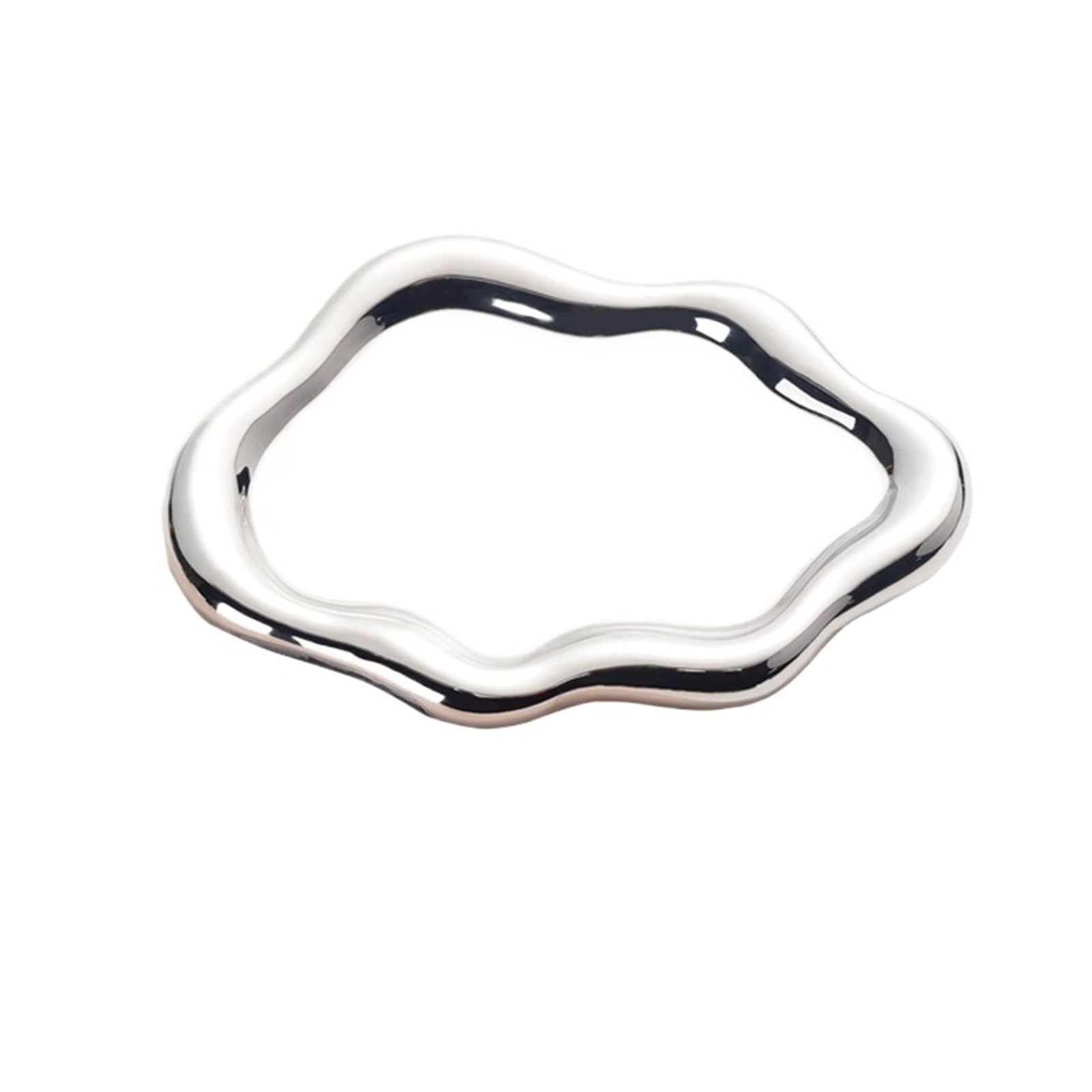 RRYPBOVG Ceramic Jewelry Dish Ceramic Plate Simple White/silver Household Dessert Jewelry Storage Cloud(Silvering)
