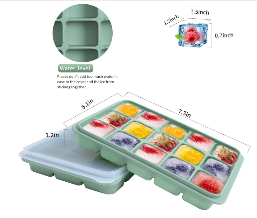 Set de 2 moldes flexibles para hielo con tapa miniatura 3