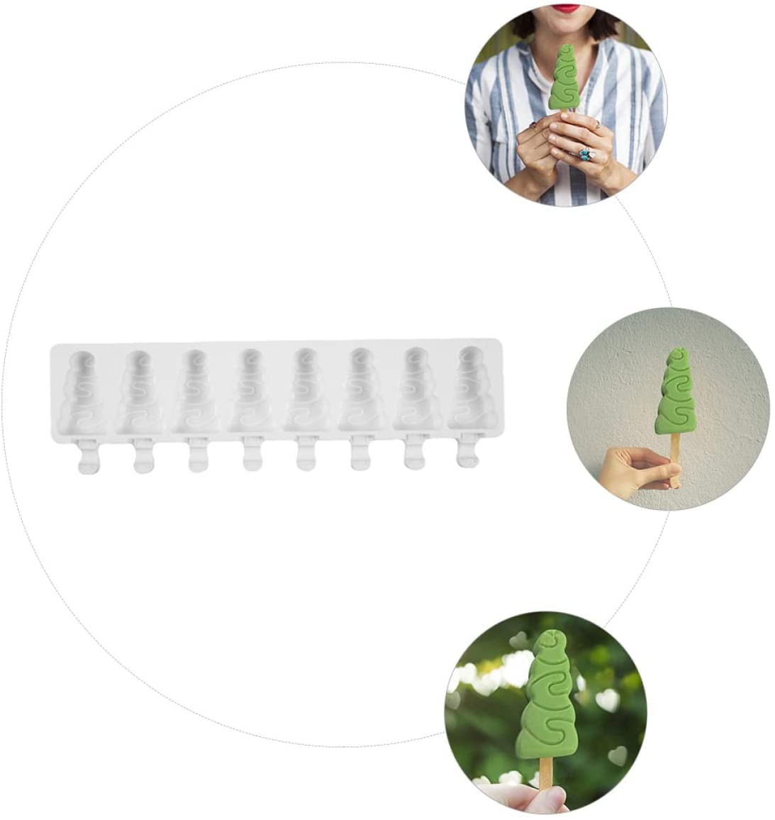 FAXIOAWA Jelly Popsicles Silicona DIY Forma Crema para el hogar Bandeja Reutilizable Favor Hielo Agua Pastel Moldes: Rejilla: Use Cakesicle Popsicle Stick Tree Party Pop Molds Maker Shop