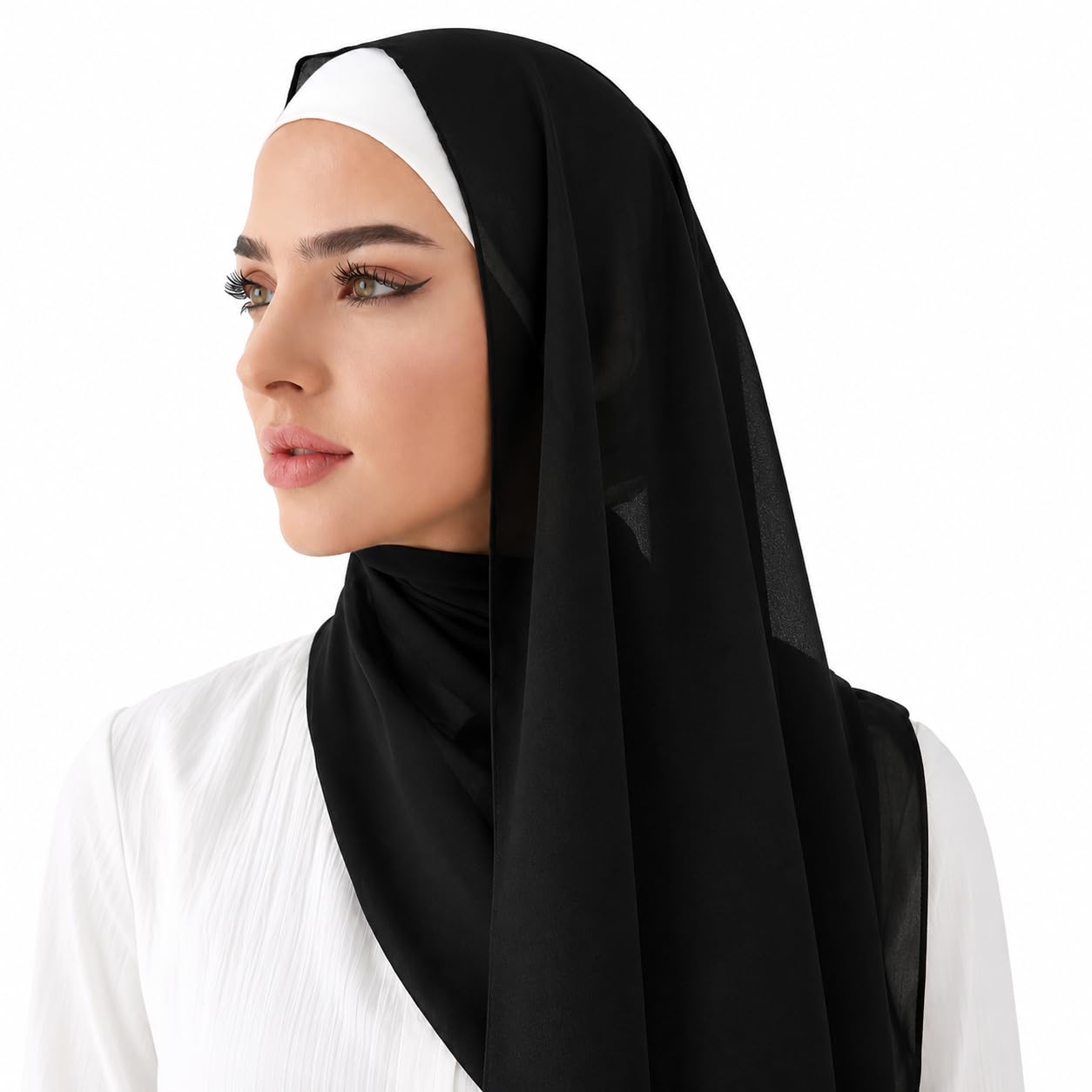 Women's Georgette Black Scarf/Hijab-image-7