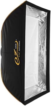 Glow EZ Lock 31x47" Quick Strip Rectangular Bowens Mount Softbox Lighting Kit with External, Internal Diffusers, Deflector Disk and Grid, Folding Softbox for Studio Lighting