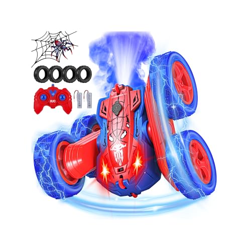 Kssvzz Voiture Télécommandée Enfant 2.4GHz Spider Cascade 360°Rotation Stunt Car Offroad RC Véhicule avec LED RC Voiture Radiocommandee Jeux Extérieur...