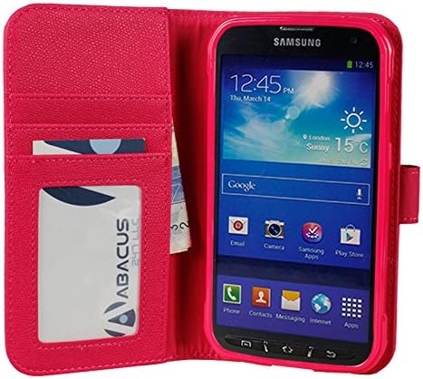 Galaxy S5 Active Case, Abacus24-7 Wallet with Flip Cover and Stand, Pink