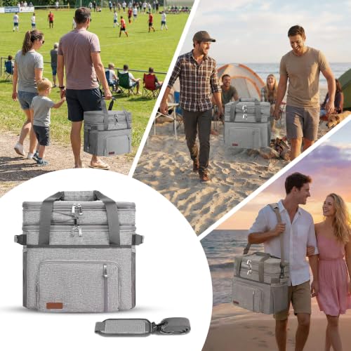 Image of MIYCOO Cooler Bag with Expandable Double Deck, 60 Can Leakproof Cooler | Insulated Portable Soft Lunch Cooler, Extra Large Ice Chest Cooler for Beach, Picnic, Camping, Shopping (Gray)