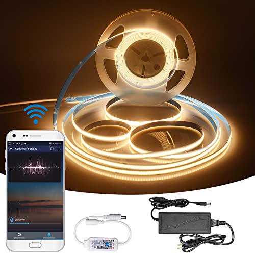 Smart WiFi COB LED Strip Light 3000K Warm White, 16.4ft COB Light Strip Kit Work with Alexa and Google, 320 LEDs/Meter, DC12V 5A Power Supply, DIY Flexible LED Light for Home, Kitchen,Cabinet Smart WiFi COB LED Strip Light 3000K Warm White, 16.4ft COB Light Strip Kit Work with Alexa and Google, 320 LEDs/Meter, DC12V 5A Power Supply, DIY Flexible LED Light for Home, Kitchen,Cabinet