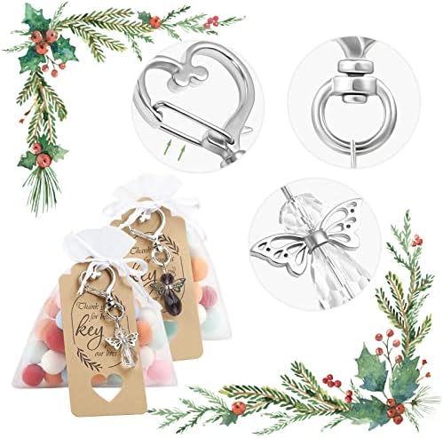 GWHOLE Angel Keychains 90pcs/60pcs Thank You Gifts with Angel Keyrings Thank You Tags Organza Bags, Gifts for Teacher Nurse Guests Baby Shower Wedding Christening Souvenir