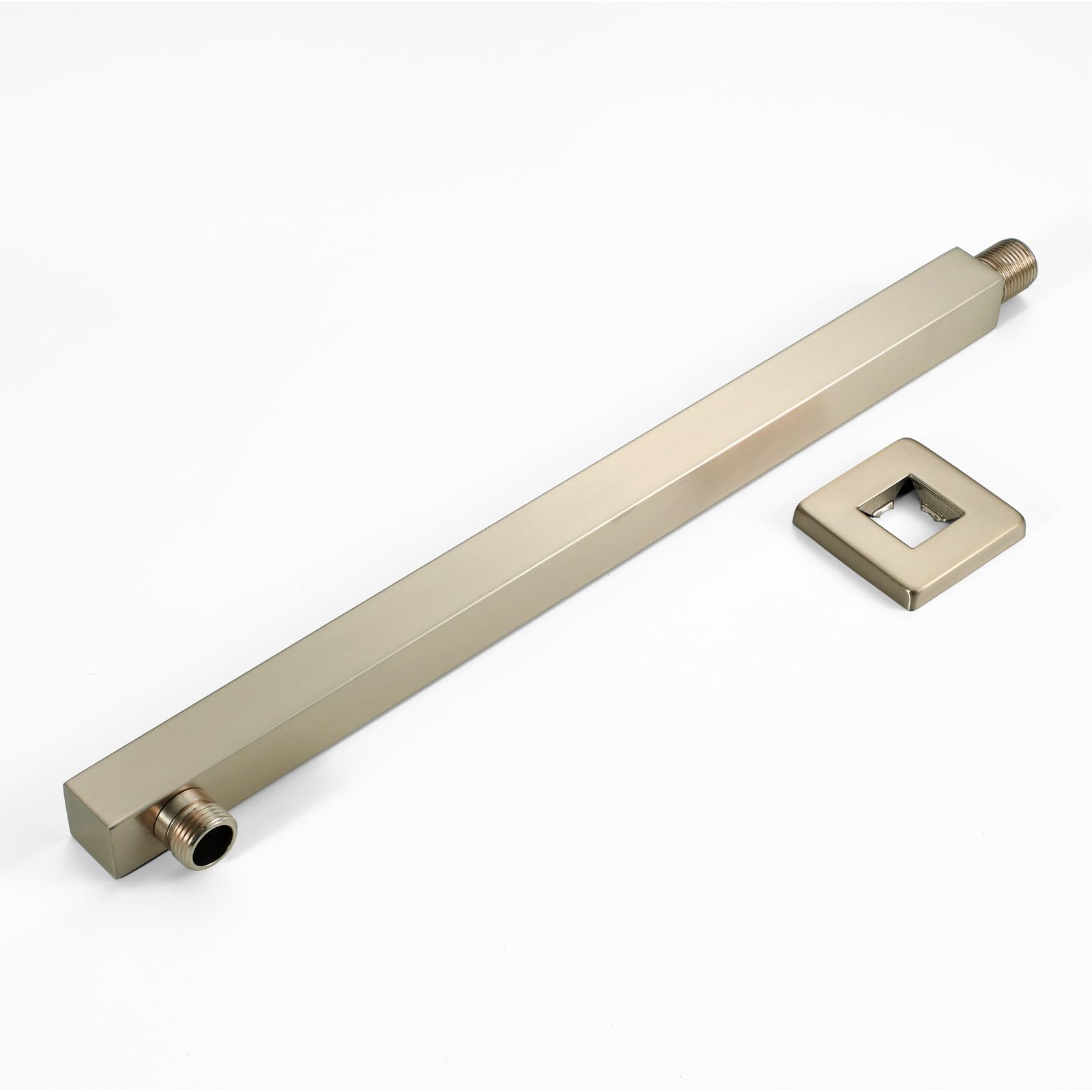 Cabezal de Ducha Lluvia con Brazo de Ducha Mural, Cuadrado Rociador de Ducha Oro Cepillado, Acero Inoxidable, Ultrafino, Boquillas de Silicona, para Baño, SPA y Hotel