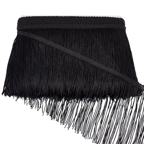 Pizzo A Nappa Cotone PH PandaHall Finitura In Tessuto Con Frange Nere Da 10 Iarda/9.1 M Alcantara Wrap