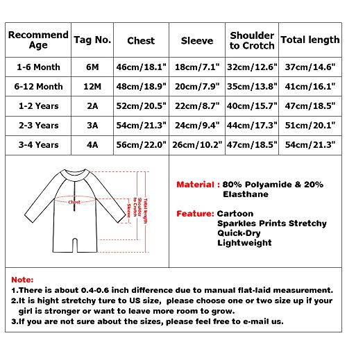 Xiaofeiguo Baby Girls Swimsuit One Piece Long Sleeve Rash Guard Shirts Quick-Dry Bathing Suit 2-3Years Pink #TOP5
