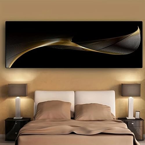 LMYSXAOZ Modern Abstract Gold Geometric Canvas Art Painting Living Room Wall arts Bedroom Office Home interior Decoration(30x100cm)