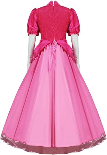 Miniatura 4 de LILLIWEEN Disfraz de princesa melocotón para mujer, vestido de melocotón, disfraz de margarita rosalina, disfraz de Super Brothers Halloween