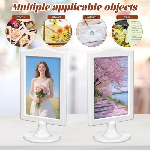 Cadre photo double face vertical blanc 10x15 à poser avec base stable