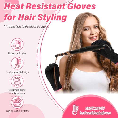 Suhine 20 Pcs Heat Resistant Gloves Professional Heat Resistant Gloves for Hair Styling Curling Heat Resistant Work Gloves(Classic Style)