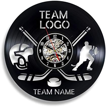 Handmade Solutions Hockey Team Vinyl Record Wall Clock - Hockey Gifts for Boys NHL USA Youth Kids Equipment Accessories Game Team