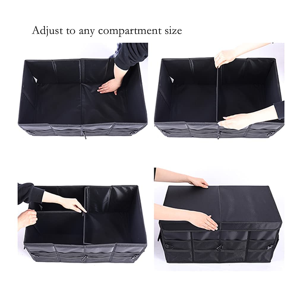 YUOCT 35cm 36L Organizer per Bagagliaio Auto, Robusto Pieghevole, Organizer Bagagliaio Multi Scomparto Con Cinghie Maniglie Regolabili & Coperchio (S 13.8x13.8x11.8in)