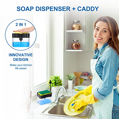 Image of New 2026 Version Premium Quality Dish Soap Dispenser - Countertop Kitchen Soap Dispenser, Sink Dish Washing Soap Dispenser 13 Ounces (Sponge Included)