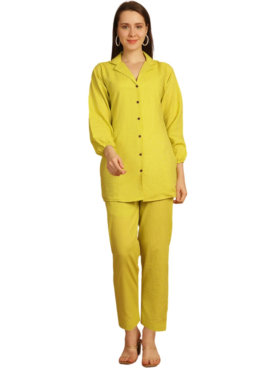 enchanted drapes Lime Striped Women's Cotton Women's Set-picture-53