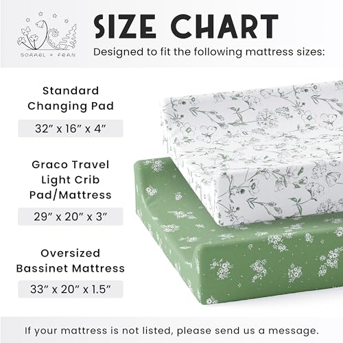 Image of Baby Changing Pad Cover 2-Pack for Boys, Girls (Butterfly Garden) - Premium Fitted Sheets Baby Diaper Changing Table Cover - Buttery Soft Cotton Blend