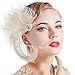 Produktbild ArtiDeco Damen 1920s Stirnband Pfau Feder 20er Jahre Stil Flapper Haarband Inspiriert von Great Gatsby Damen Kostüm Accessoires (Beige)