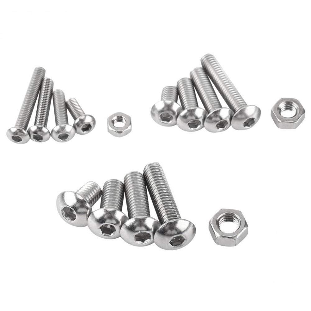 Nägel und Schrauben Kit 440 stücke M3 M4 M5 304 Edelstahl Sechskant-Buchse-Taste Kopfkappe Reparaturschrauben und Nüsse Sechskantschrauben Sortiment Kit Haushaltswerkzeug-Set Repair Tool Set für Zuhau
