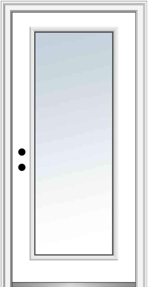 National Door 36" X 80" Exterior Fiberglass Prehung Door - Full Lite Clear Low-E Glass, Left-Hand Inswing, Primed For Paint