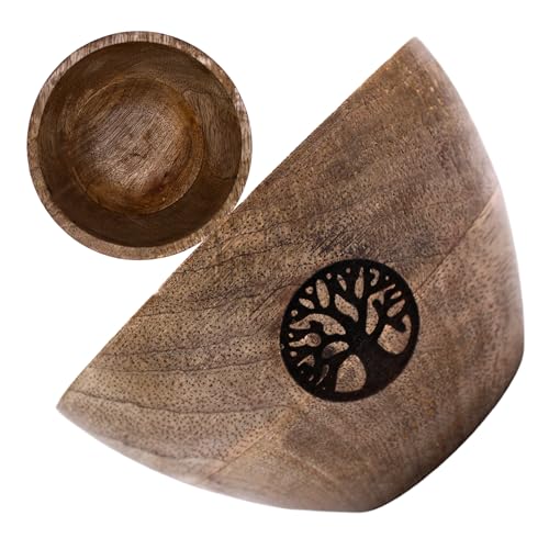 Bol en bois pour offrandes et rituels - Arbre de vie - 11 x 7 cm