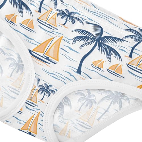 ZZKKO Coconut Trees Sailboat Girls Underwear Toddler Panties for Girls Comfort Brief Size 2-8T3