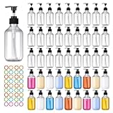 46 Pack Clear Plastic Bottles with Pump Dispenser, 8 oz Plastic Pump Bottle Dispenser, Shampoo Bottles Refillable with Pump, Soap Dispenser, Refillable Containers for Lotion, Essential Oil