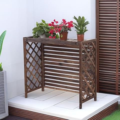 Aigoss Air Conditioning Fence to Hide Air Conditioner Cover Solid Wood Outdoor Privacy Screen air Conditioning Unit Unit Fence for Trash Cans, Garden Fences, and Pet Fences(Size:120x57x100cm) Cover