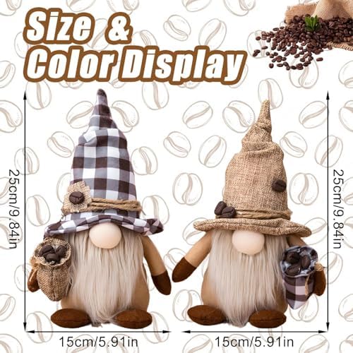 2 gnomi da caffè, decorazione primaverile, estate, gnomo, decorazione autunnale, gnomo, statuette, decorazione primaverile, decorazione autunnale, da appendere, in peluche, per autunno
