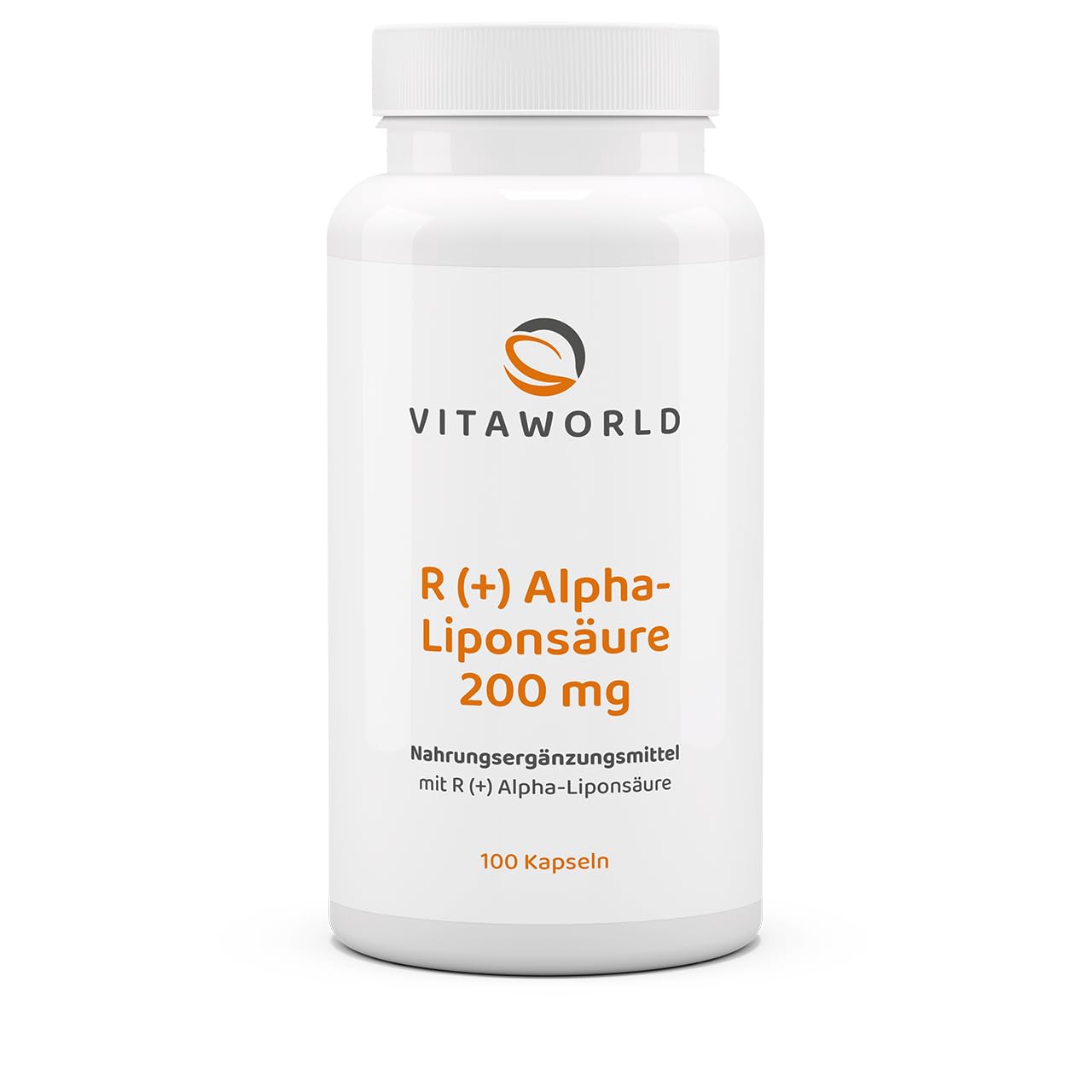 vitaworld R (+) Alpha-Liponsäure 200 mg, Aus der natürlichen, bioaktiven R (+) Form, Hoch dosiert mit 200 mg pro Tagesverzehrmenge, Vegan, 100 Kapseln