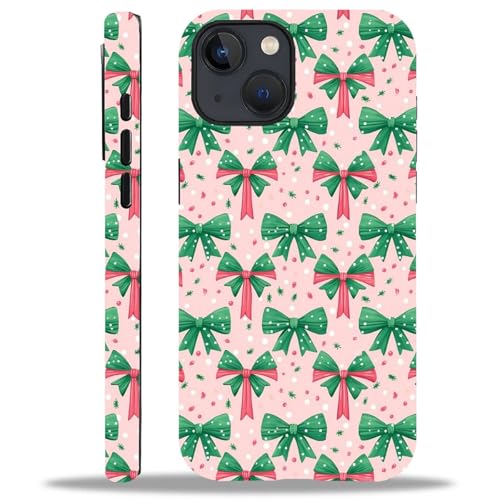 DAIZAG iPhone 15pP[XAPreppy Christmas Bow 2 in 1 ϋv ϏՌ  n[h PC + \tgVRیJo[