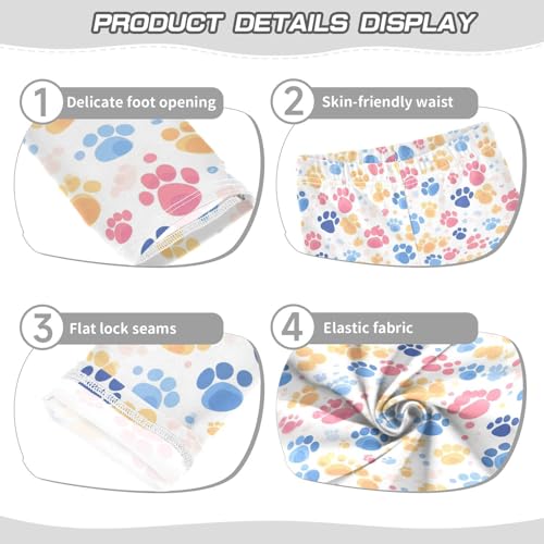 Cute Dog Paws Kids Girl's Cotton Leggings Soft High Waisted Athleisure Pants Sports3