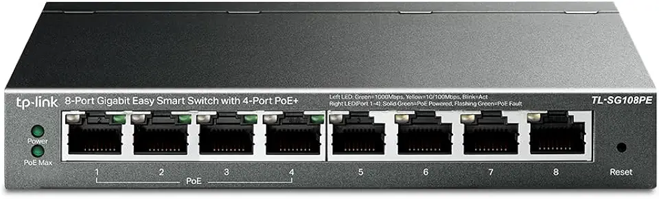 Switch Gerenciável Gigabit 8 Portas Tp-link Tl-sg108pe Poe
