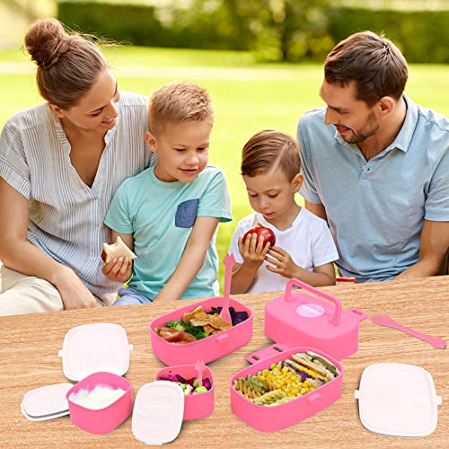 Doioed Bento Lunch Box For Kids/Toddlers, Include Name Sticker - Leak Proof Stackable Bento Box With 4 Compartments - Children/Adults Lunch Containers, Durable Perfect Size For On-The-Go Meal. #TOP5