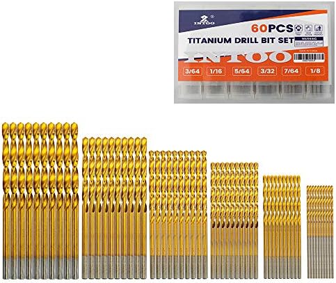 INTOO Mini Drill Bit Set 60 Pcs+12 Pcs Free High Speed Steel HSS Titanium Micro Drill Bits 3/64"-1/8" Metal,Plastic,Wood Drill Bit Sets Small Drill Bit
