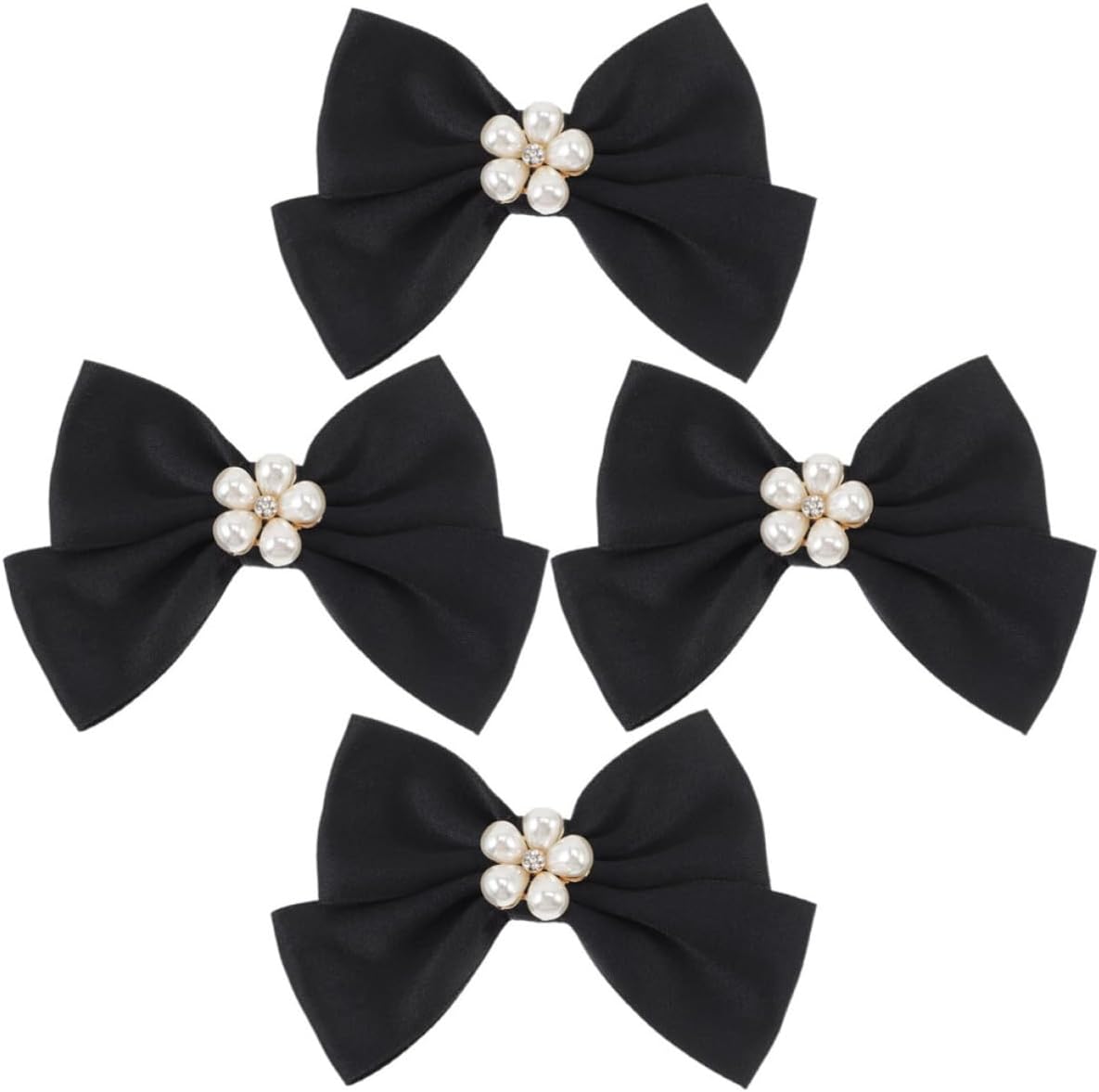 NUOBESTY 2 Pairs Bowknot Shoe Clips Buckles Detachable Black Cloth Metal