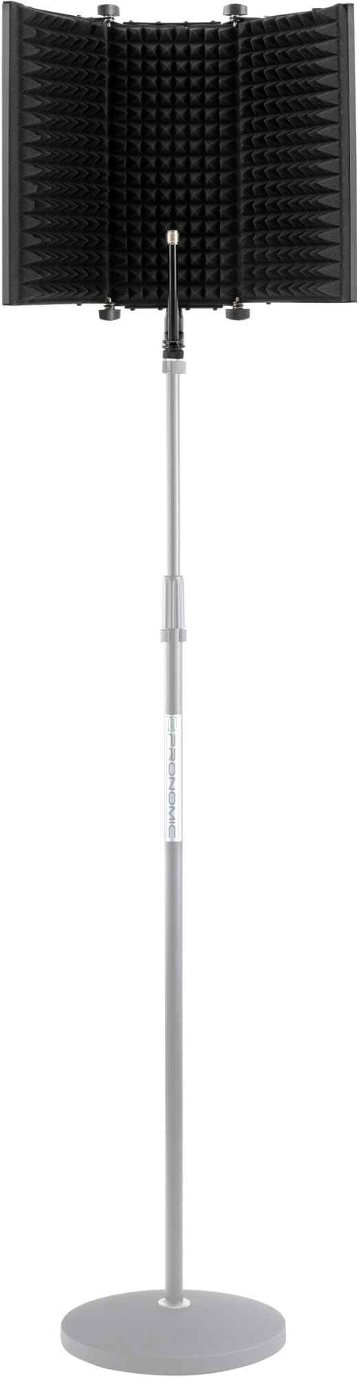 Pronomic MP-80F Micscreen Schwarz, Portabler Absorber und Diffusor | 5/8" Gewinde (plus Reduziergewinde auf 3/8"), 2 Klappgelenke mit Feststellschrauben, Absorber Breite: bis zu 40 cm, 5 cm