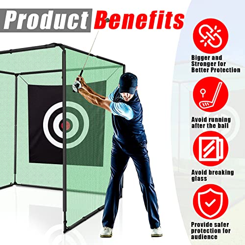 Poen Golf Cage Net Set Steel Metal Golf Net Cage Golf Hitting Net With Targets Training Aids High Impact Golf Net System Heavy Duty Golf Cage Net For Backyard Golf Driving 7 X 7 X 7 Ft (Classic) #TOP3