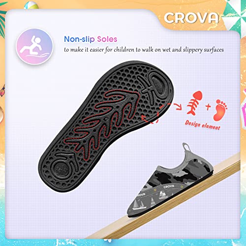 Image of CROVA Toddler Kids Water Shoes Quick Dry Aqua Socks Non-Slip Barefoot Sports Shoes for Boys Girls Toddler