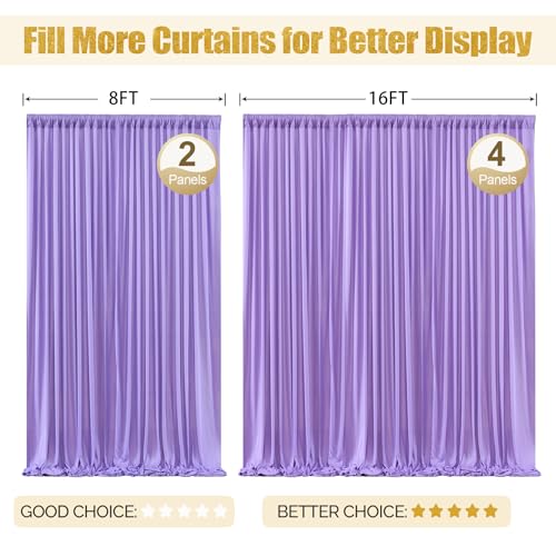 24x10FT Lavender Backdrop Curtains for Wedding Parties, Wrinkle Free Polyester Photography Backdrop Drapes for Wedding Baby Shower Birthday Parties Stage Background Stand Decorations 4x10ft,6 Panels - Thumbnail 7