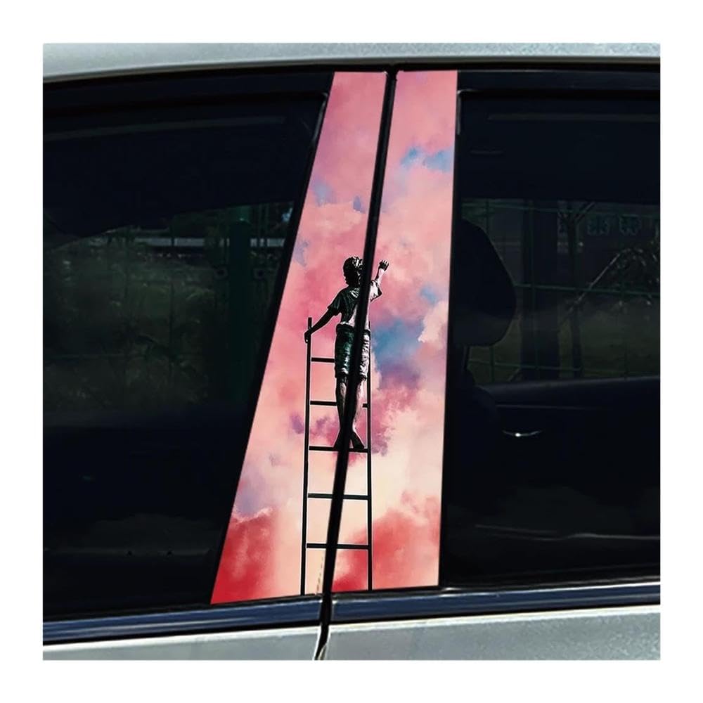 Body Parts 2PCS Car Center Column Waterproof Decals The Heavens Couple Auto B-Pillar Stickers(B)