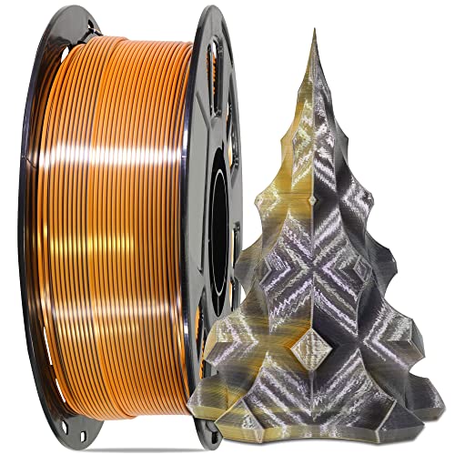 Image of MIKA3D Dual Color 3D Silk Black Orange PLA Coextrusion 3D Printer Filament, 1.75mm 2 Colors in 1 Printing Multi Colored Silk PLA, Widely Fit for 3D Printer, 2.2lbs /1kg Bicolor 2 Colors in 1 Silk PLA