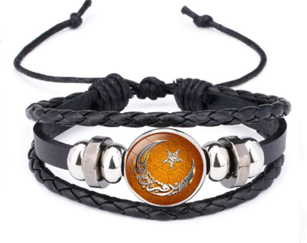 Islamic Muslim Allah Leather Bracelet Beaded Jewelry Middle East Islam Mohammad Cuff Wristband