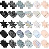 Vicenpal 30 Pairs Nipple Pasties Nipple Covers Breast Pasties Stickers for Women Disposable Invisible with Lace Black Self Multi Design Various Breast, about 6-8 cm/ 2.36 x 3.15 inches